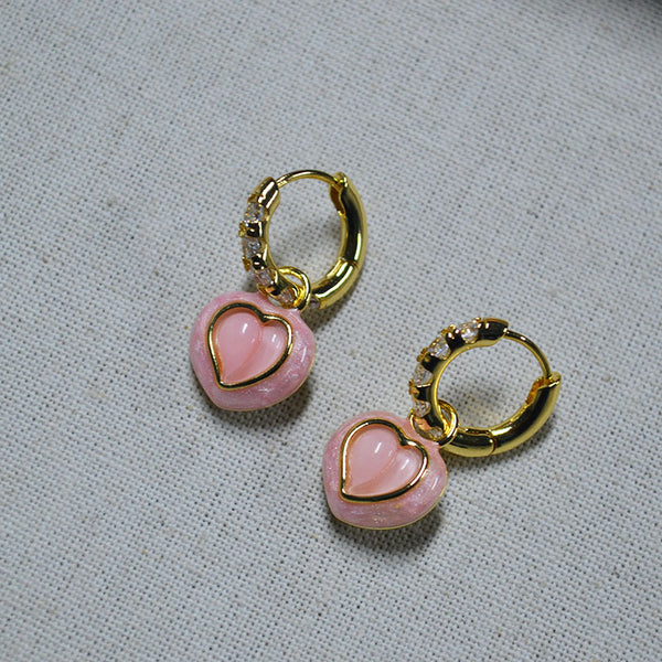 Pink Heart Convertible Hoop Earrings